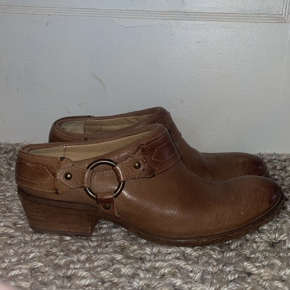 Frye Brown Leather Mules